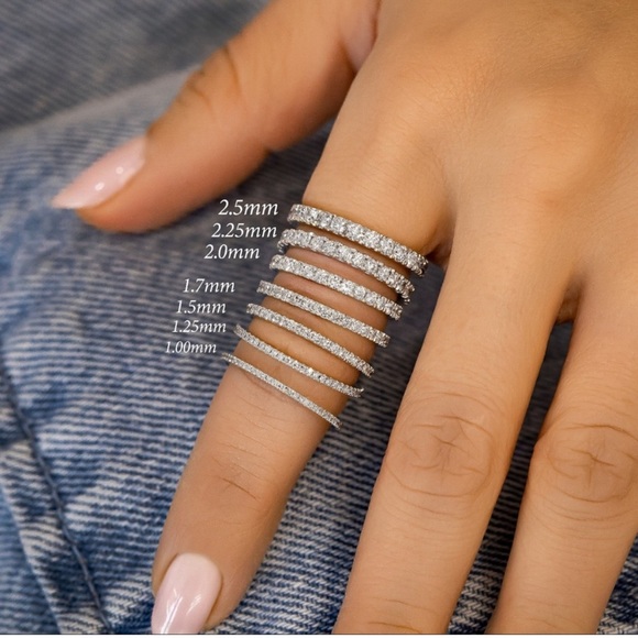 🌸NANO BUNNY🌸 DO NOT BUY. 1.7mm natural diamond full eternity ring size 6. ✨ - Picture 2 of 9